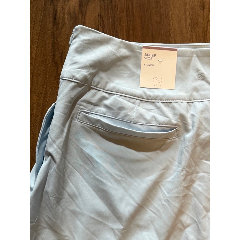 CALIA by Carrie Underwood Light Blue Athletic Skort with White Stripes - Picture 9 of 10